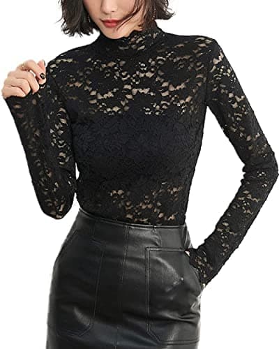 QiuDumo Womens Dressy Long Sleeve Date Night Tops Goth Brunch Outfits Black XXL - Image 1