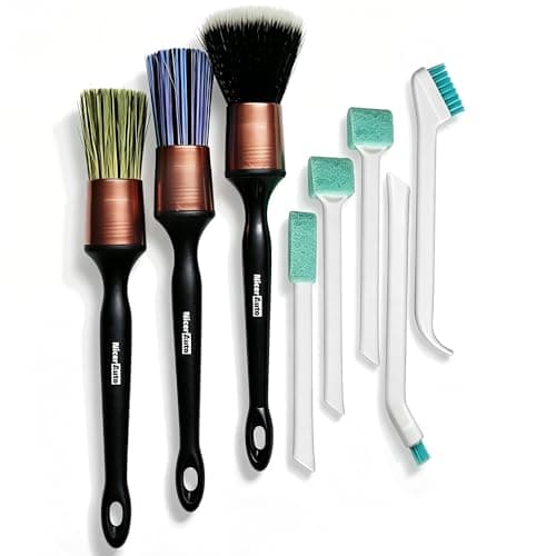 8PCS Car Detailing Brush Set, Mixed Bristles Soft Detail Brushes, Rose Gold - Image 1