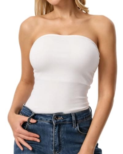 RanZZRan Womens Ribbed Shapewear Long Tube Tops Strapless Bandeau Basic Tops Backless Sleeveless Double Lined Y2K Tank - Image 1