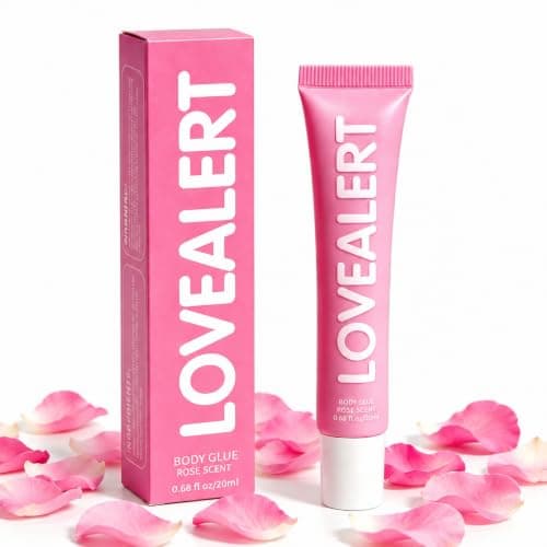 LOVEALERT Body Glue for Clothes – 20ml Liquid Fashion Tape Alternative, Fast Drying 60s Body Adhesive for Clothing, Sweat Resistant Skin Glue for Strapless Dresses, Low-Cut Tops, Wigs(Rose)
