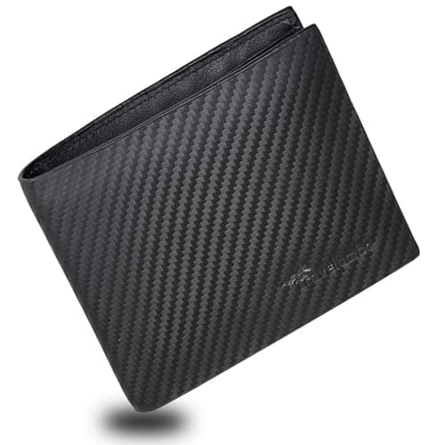 Travelambo Black Wallet for Men, Premium Classic Leather RFID Blocking Mens Wallet, 10 Credit Card Holder Minimalist Front Pocket, Mens Bifold Wallet with 2 ID Window - Image 1