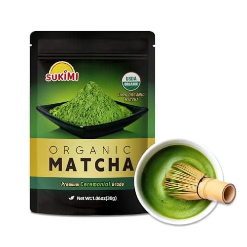 SUKIMI Organic Ceremonial Matcha Powder, First Harvest Ceremonial Grade Matcha, Smooth Green Tea Powder for Daily Drinking, USDA Organic, Non-GMO - Image 1