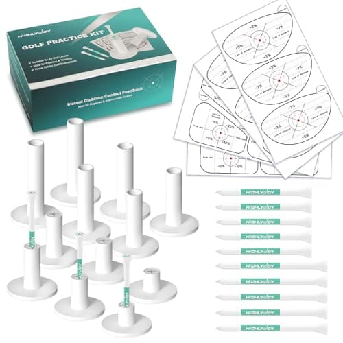 68 Pcs Golf Mat Tees Set, Mix Sizes Rubber Tees for Simulator & Hitting Mats, Golf Swing Training Aid with Impact Tape and Bamboo Tee for Beginners & Pro Golfers Indoor or Driving Range Practice - Image 1