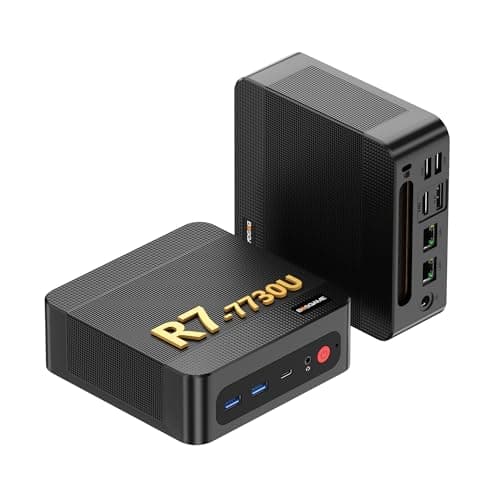 BOSGAME P4 Ultra Mini PC, AMD Ryzen 7 7730U (up to 4.5GHz), 16GB DDR4, 1TB PCIe SSD Mini Desktop Computer, Dual LAN 2.5G & Wi-Fi 6E & BT5.2, 4K Triple Display, for Home, Office, Gaming
