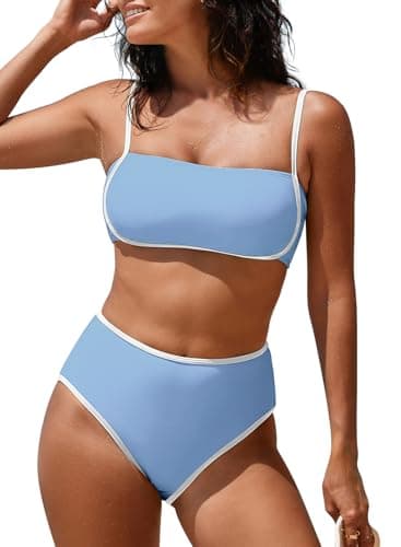 Pink Queen Womens Tummy Control Bathing Suits Modest High Waisted Bikini Sets 2 Piece Swim Suit 2026 Myosotis M - Image 1
