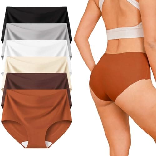 Atisek Seamless Underwear for Women High Waisted Ladies Panties Full Coverage Briefs Silky Stretch Breathable No Show 6 Pack Multicolor - Image 1