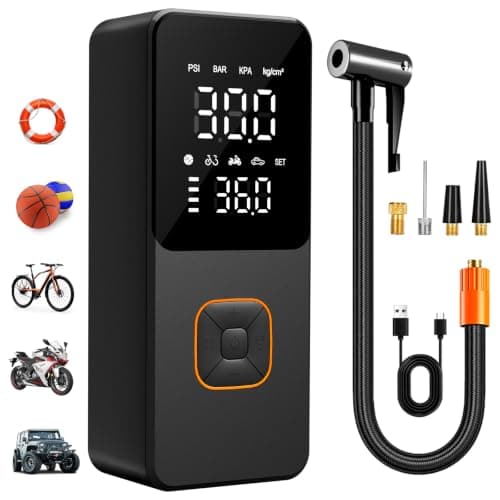 Aipumpsoon Tire Inflator Portable Air Compressor, Fast Inflation with Auto Off, Portable Bike Pump with Gauge, Air Pump for Car Tires, Bike, Motocrycle, Balls - Image 1