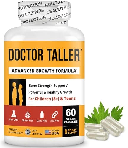 NuBest Doctor Taller - Bone Strength Supports, Enhance Immune System - Keto with Calcium, Vitamin D3, Vitamin K2, Amino Acids & Herbs for Children (8+) - 60 Vegan Capsules | 1 Month Supply - Image 1