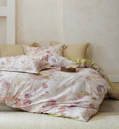 Solycoil Floral Comforter King Size - 100% Long Staple Cotton Gradient Reversible Comforter Set 3pcs, Breathable and Hypoallergenic Bedding Set - Image 1