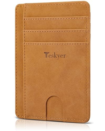 Teskyer Slim Wallet for Men, Minimalist Front Pocket RFID Blocking Leather Wallet Credit Card Holder for Men & Women - Image 1