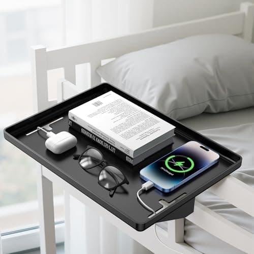 RoastVerve Bedside Shelf for Dorm Room Bunk Bed, Loft Shelf for Bunk Bed with Cable Management, Clip on Bedside Table Tray for Dorm, College Essentials for Girls/Guys, Back to School - Image 1