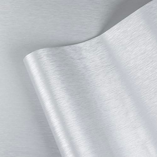 LXCREAT Refrigerator Appliance Wraps Peel and Stick Wallpaper Silver Metallic Brushed Stainless Steel Contact Paper Heat Resistant Self-Adhesive Wallpaper for Dishwasher Oven 15.7" X 393.7" - Image 1