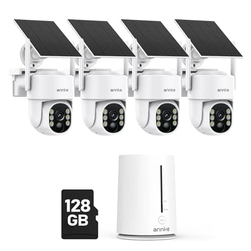 ANNKE 4MP Solar Security Cameras Wireless Outdoor, 5MP 4 Cam-Kit Home Security Camera System, 360°View, Color Night Vision, 2.4&5G WiFi, 2-Way Audio, AI Human Detection, Home Hub & 128GB Memory Card - Image 1