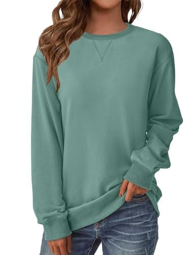 GKBK Womens Casual Long Sleeve Sweatshirt Crew Neck Crewneck T Shirt Tshirt Cute Pullover Tops Relaxed Fit Thin Soft Comfy Light Weight Loose Fit Sweater 2026 Fashion Trendy Outfits Gray Blue XL - Image 1