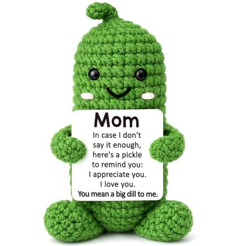 Jettryran Mothers Day Birthday Gifts for Mom from Daughter Son Handmade Positive Crochet Pickle “Big Dill”Gift for Mother in Law Stepmom Bonus First for New Mom I Love You Mama Small Decor - Image 1