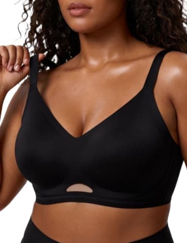 ASTWAWI Full Coverage Bras for Women Minimizer Jelly Bra Seamless Wireless No Underwire Push Up, Black, X-Large