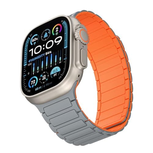 Magnetic Band Compatible with Apple Watch Ultra 3/2/1 Band for Men 38mm 40mm 41mm 42mm, Silicone Sport Waterproof Loop Strap Magnet Link for iWatch Series SE 11 10 9 8 7 6 5 4 3 2 1