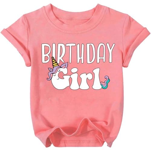 Birthday Shirt Girl Birthday Girls Letter Print T-Shirt 4-12 Year Toddler Kids Bow Short Sleeve Tees Top