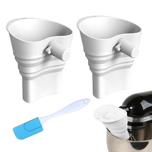 TFFUAM 2-Pack Stand Mixer Funnel Set with Scraper | Upgraded Funnels & Extended Measuring Cup for 4.5-7 Quart Mixers | Effortless Pouring, Scraping & Cleaning Kit - Image 1