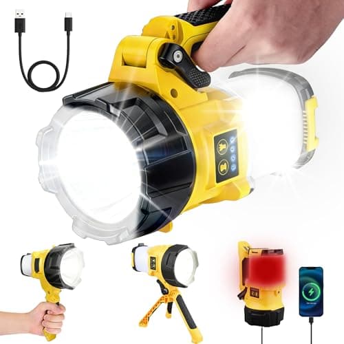 LONLEEYU 3-in-1 Rechargeable Spotlight, 6 Modes Rechargeable Handheld LED Spotlight Flashlight, Portable Power Camping Light, IP65 Waterproof Suitable for Emergency Hiking and Work - Image 1