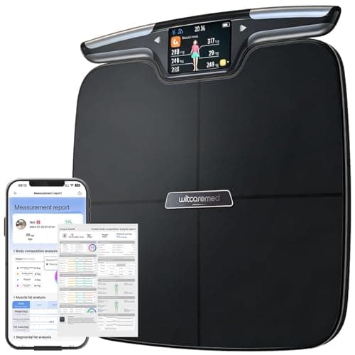 Witcaremed Smart Scale for Body Weight with BMI, Body Fat, Muscle Mass, 8 Electrode High Precision Bathroom Scale, Scale with App, 56 Body Composition Measurement (Black) - Image 1