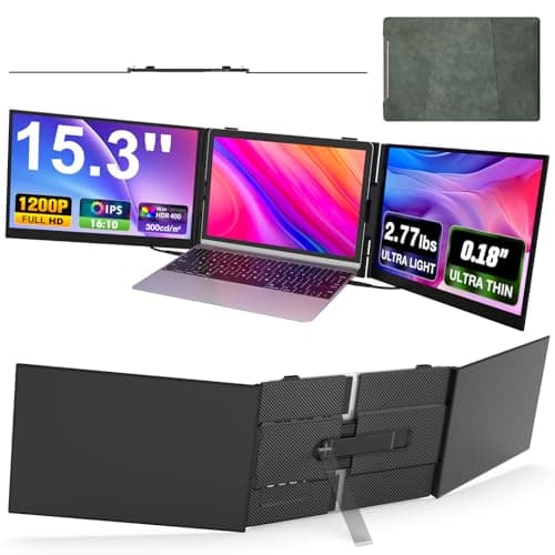 Laptop Screen Extender, Ultra-Thin 15.3" FHD 1200P 16:10 Portable Monitor for Laptop, Lightweight Travel Monitor Extender Plug & Play for 14.2"-17.3" Laptops, Compatible with Wins/Mac/Android/Chrome - Image 1