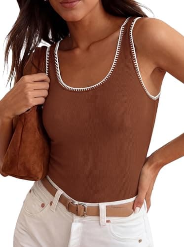 BTFBM Summer Tank Tops for Women 2026 Sleeveless Lightweight Ribbed Knit Shirts Casual Sweater Vest Cute Going Out Top(Brick Red, X-Small) - Image 1