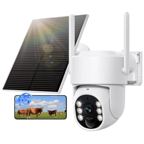 4G LTE Cellular Solar Security Camera Wireless Outdoor, No WiFi Solar Powered Camera, 360° Live View, 2K Color Night Vision, PIR Detection, 2-Way Audio, Motion Alert, Built in SIM Card, Easier to use