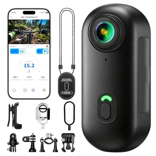 4K Mini Body Camera, Wearable Action Body Cam, Sports Action Camera Thumb Size Hands-Free Recording Body Worn Camera, Portable Camcorder Mount Anywhere for Work, Travel,Fishing (Black, 128, GB) - Image 1