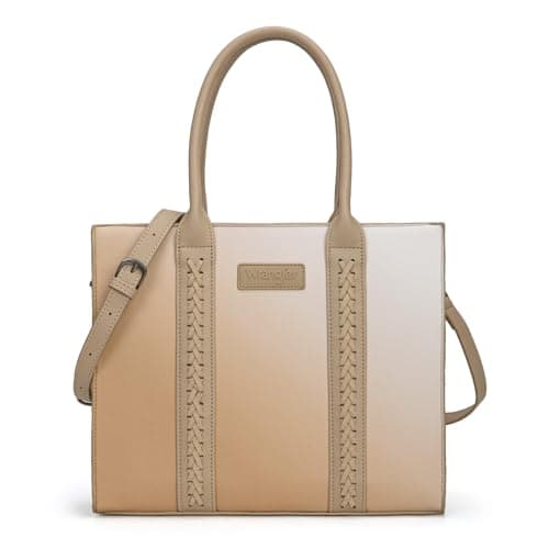 Montana West × Wrangler Large Tote Bag Purses for Women Gradient Satchel Purse Bag Top Handle Handbag with Pocket Khaki with Strap WG308-8317KH - Image 1