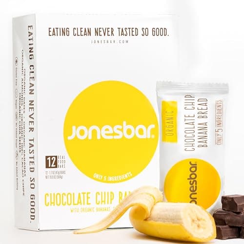 JONESBAR USDA Organic Fruit & Nut Bar, Non-GMO, Kosher, Vegan, Gluten Free, Simple Snack Bar (Banana Chocolate Chip 12 Count (Pack of 1)) - Image 1