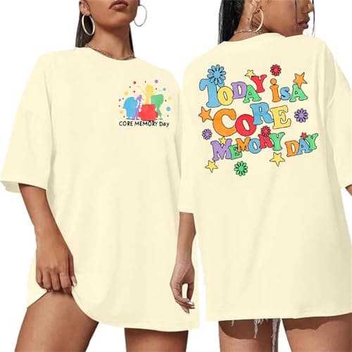 Magical Shirt for Women Today is A Core Memory Day Shirt Magical Vacation Tee Oversize Friends Trip Tops Apricot - Image 1