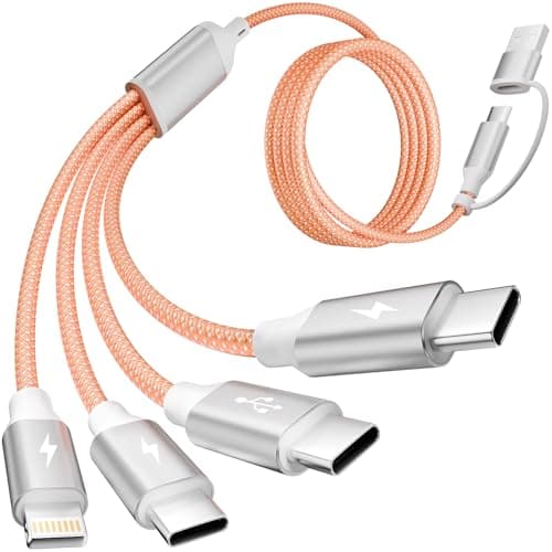 MPATIBY 4 in 2 Multi Charging Cable, USB C Multiple Charger Cable with 3 X Type-C,1 X IP, Upgrade 2026 Travel Essentials Phone Charger Cord for iPhone 17/16/15/14, Galaxy, Android (1Pack 5FT) - Image 1