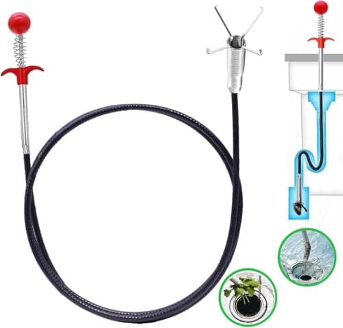 Drain Snake, Flexible Grabber Claw for Sink Shower Bathtub, Tight Space Drain Hair Removal Tool (63inch Ball)