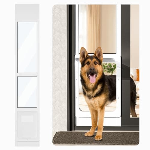 Homgava Large Dog Door for Sliding Glass Doors,No-Cut DIY Install Pet Door- Aluminum Frame& Panel & Lock, Adjustable Height 83”-91 1/5”, Suitable for Dogs Up to 105 lbs -White - Image 1