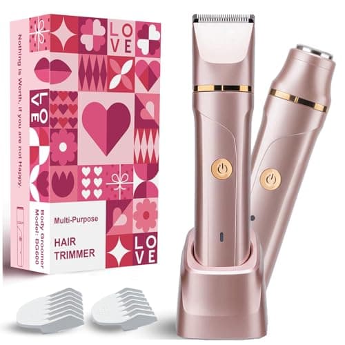 Bikini Trimmer for Women 2-in-1 Electric Razors for Women with Body & Facial Heads, Rechargeable Bikini Shaver for Smooth Pubic & Body Grooming, Waterproof, Portable & Travel-Friendly Gift - Image 1
