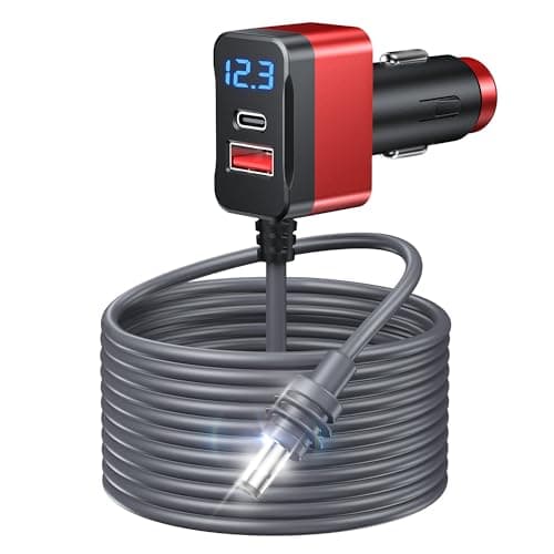 Starlink Mini Cable, 12V-24V Car Charger DC Power Cable+ Cigarette Lighter Adapter, LED Digital Display Durable Waterproof Cord 10FT/3M with USB C PD 30W and USB A Ports for Trucks and Car - Image 1