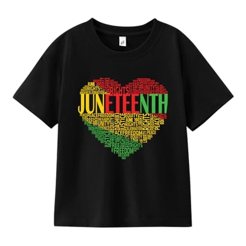 Juneteenth 1865 Vibes Shirt for Kids Boys Girls, Afro Boy Girl Peace Love Tee, 3T-8T - Image 1