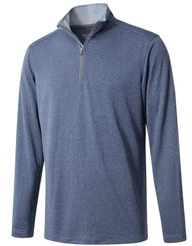 MICHEL ROUEN Mens Pullover Quarter Zip Heather Mock Neck Soft Heather Casual Golf Half Zip Sweatshirts for Men