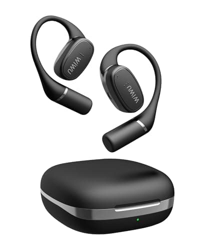 RICHJOY Open Ear Earbuds,Lightweight Comfort Wireless Earbuds with Earhooks,40H Playtime Powerful Sound AI Clear Calls Sport Bluetooth Earbuds Waterproof for Running Office Fitness(Black)