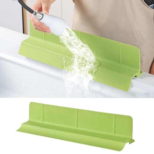 18" Upgraded Silicone Sink Splash Guard Released in 2026,Self-Draining Water Splash Guard for Kitchen Sink,Bathroom and Kitchen Island,with 3.5" High Splash Guard & 6 Strong Suction Cup (Green)