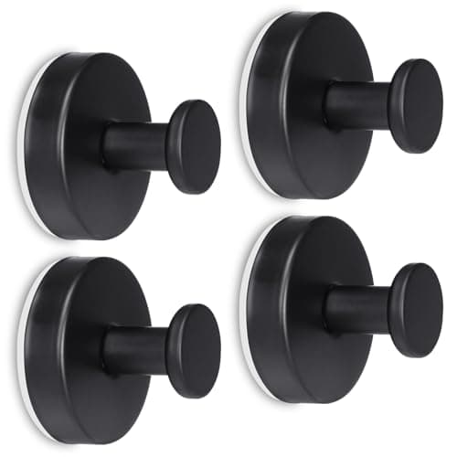 MNGD Towel Hook Shower Suction Hooks Towel Hanger for Bathroom Hanging Coat, Robe, Removable Wall Mounted Hook for Bedroom Kitchen Hotel Pool Matte Black(4-Pack) - Image 1