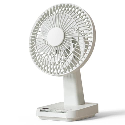 CARONSORT Small Desk Fan, Table Oscillating Fans for Bedroom, Rechargeable Battery Operated 6-inch Mini Fan, 4 Speeds, Quiet Fan with Night Light for Home/Dorm Room/Bedroom/Office - Image 1