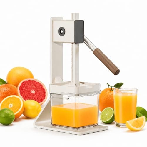 Kundita Premium Aluminum Manual Citrus Juicer, Heavy Duty Hand Squeezer for Fresh Orange Lemon Lime Juice, Perfect for Health Enthusiasts & Home Wellness Kitchens, White