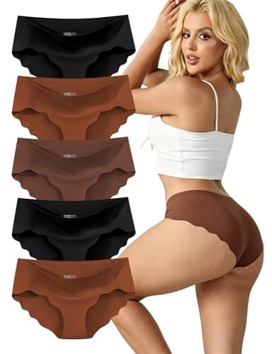 MCOWOD Seamless Underwear for Women Sexy Low Rise Hipster Wave Edge No Show Bikini Panties Multicolor Size XL 5 Pack - Image 1