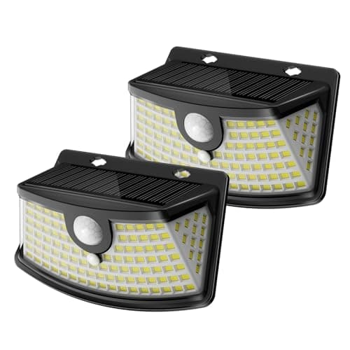 Aootek New Solar Motion Sensor Lights 120 LEDs with Lights Reflector,270° Wide Angle, IP65 Waterproof, Step Lights for Front Door, Yard, Garage, Deck (Black, Daylight White, 2-Pack) - Image 1