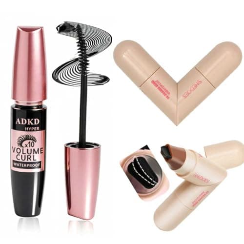 2-in-1 Waterproof Mascara &Wing Eyeliner Stamp - Curling, Lengthening & Volumizing Lashes Easy Application with Smudge-Proof, Long-Lasting Formula for Effortless Black Cat Eye Makeup - Image 1
