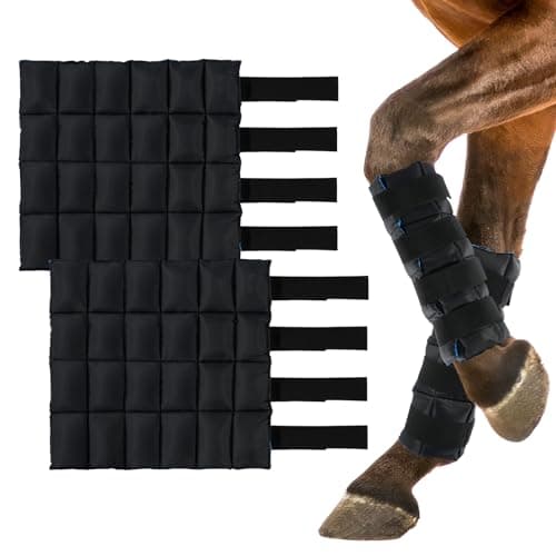 LUFFWELL Horse Leg Wraps Set of 2, Horse Ice Leg Boots Perfect for Equestrian Training& Daily Use, Comfortable and Premium Support for Injury Recovery to Fit for All Horses(Black & Blue, 2Pack)