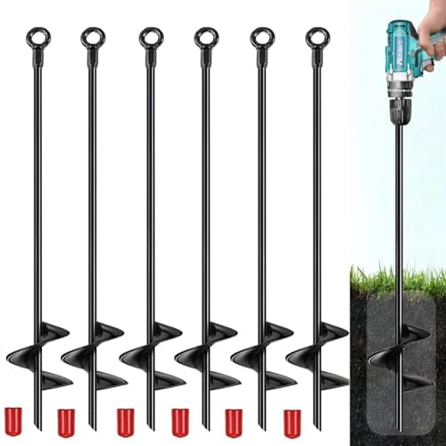 LIFEBED 18 inch Ground Anchors Srew in Heavy Duty, Earth Shed Anchor Kit, Trampoline Stake Hook for Dirt, Swing Sets, Playset, Tent, Canopy, Carport, Mobile Home Tie Down, 6 Pack - Image 1