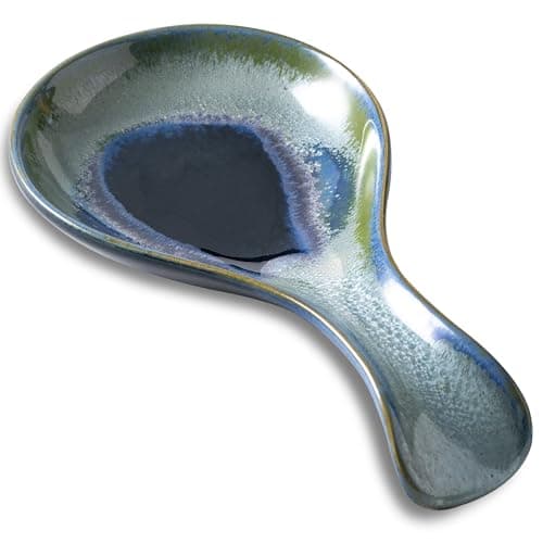 Spoon Rest for Kitchen Stove Top, 8 In Ceramic Large Cooking Spoon Holder for Kitchen Countertop Dishwasher Safe and Heat-Resistant Utensil Rest, Modern Farmhouse Decorative (Blue-Green Gradient) - Image 1